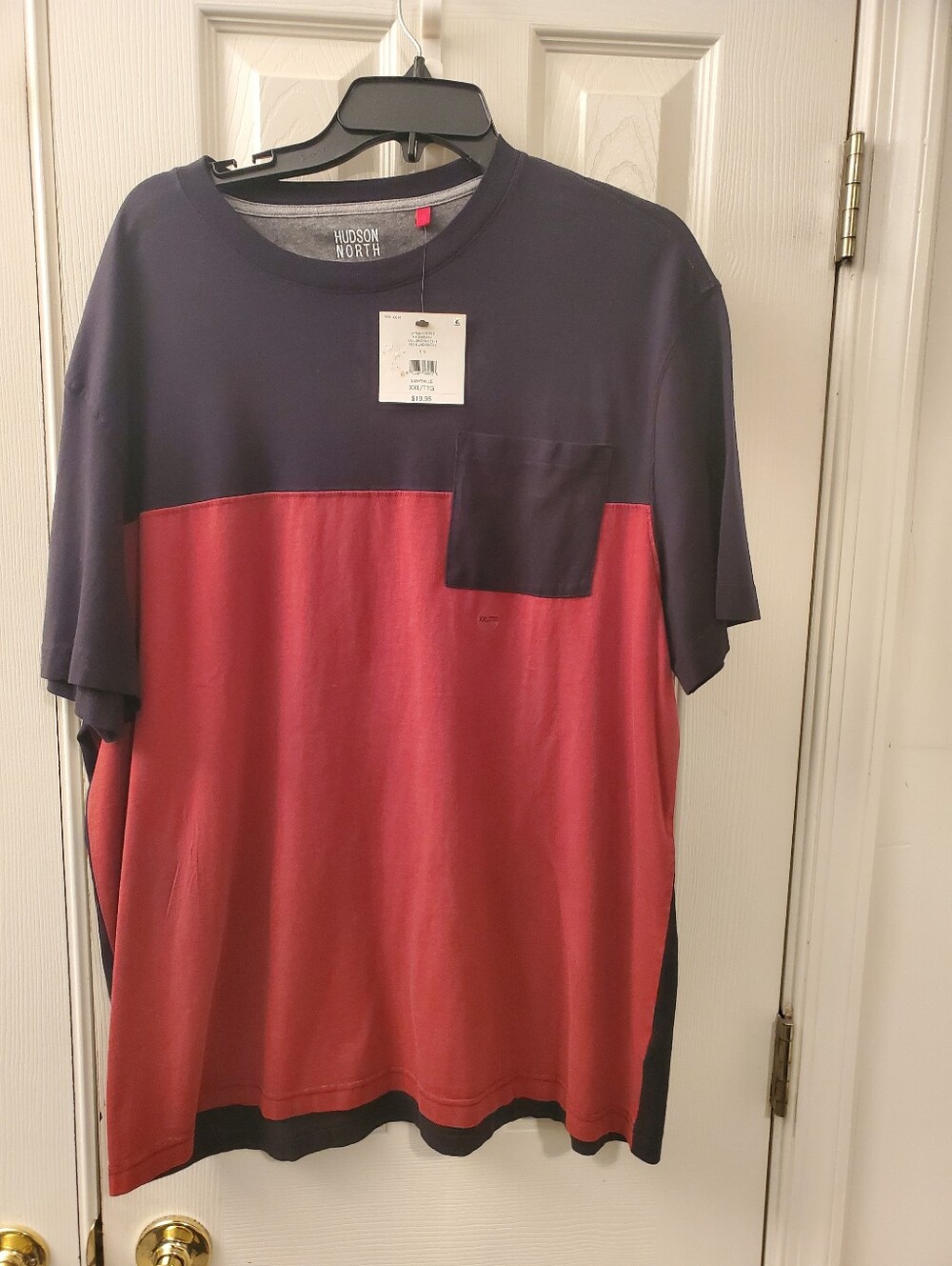 Hudson North Men’s Two-Tone Pocket Tee - Navy & Red